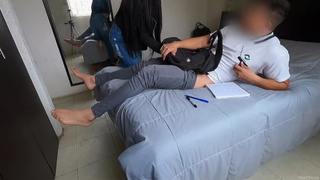My regularization student ????????‍???? caught him watching porn on his cell phone and I helped him jizz