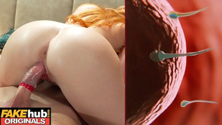 FAKEhub Red-head MILF makes him sperm so hard the condom explodes impregnating her with a cream pie