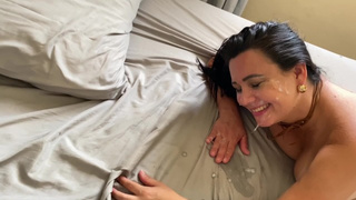 Fine stepmother wakes up stepson with a oral sex to fuck his booty and sperm on his face