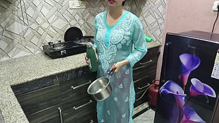 Desi Indian Gigantic Breasts step Mom teaches her StepSon How to fuck in kitchen ( Hindi Audio )