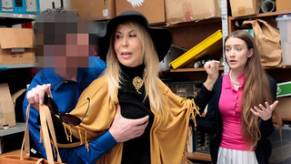 These Sexy Ladies Knows How to Steal, But They Also Know How to Lick the Security Guard's Massive Schlong