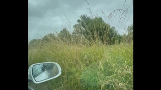 The stepmother is nervous because she wants to go shopping but he stops the car in a public parking lot and makes her give him a oral sex.