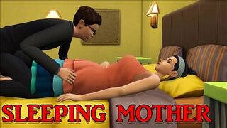 Son Rides Sleeping Sexy Mom After He Coming Home From Work