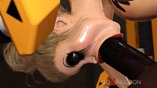 3dxpassion.com. Horny blonde in restraints gets plowed hard by a dark fiance in a mask
