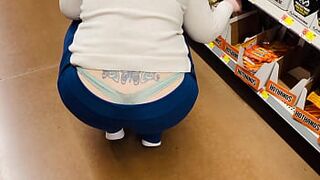Mom Thick Behind Wedgie at Store