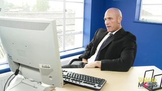 Bald lover fucking a blonde secretary in the office