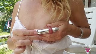 nippleringlover dirty mom inserting 18mm vibrator in extreme stretched pierced nipples