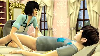 Asian mom in law she visits her step son in his room late at night - Chinese taboo family