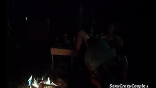 Backyard nude games near the campfire