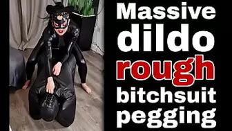 Femdom Bondage Bitchsuit Pegging Monstrous Strapon Strap On FLR Miss Raven Training Zero