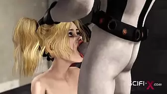 Sex cyborg monster plays with a fresh horny sweetie in the sci-fi dungeon