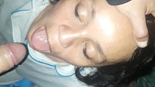 Mom milf gets mouth slammed and gets jizz in her mouth