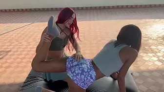 My stepsister gets horny exercising and I end up fucking her very hard until she climax