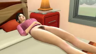 Step son catches his oriental Step mom in naked vagina in her hairy snatch in her bed after she masturbation and forgets to get dressed - Oriental first time Stepmom and Stepson