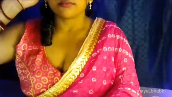 Attractive Bhabhi opens her clothes and shows her boobies to satisfy her sexual desire.