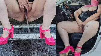 Jamdown26 - Stranger found me with my legs open in car, he fingered my snatch until I piss outdoor in public (eating cunt) pee