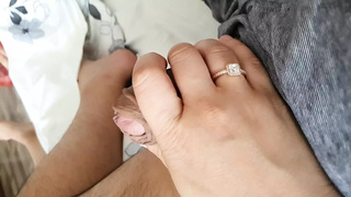 Step mom asslep naked with hand on step son dong while doing a hand-job