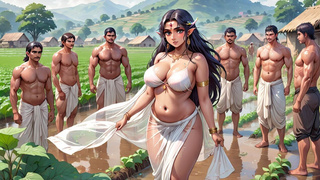 AI Generated Images of Horny Cartoon Indian women & Elves having fun & common bath